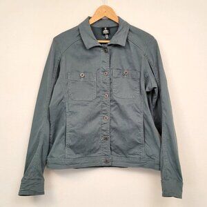 Kuhl Kultivatr Women's Twill Button Up Jacket Large Stretch Eucalyptus Blue